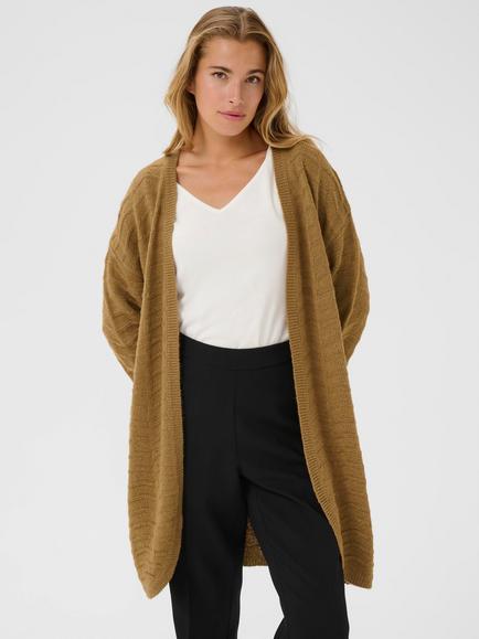 KAFFE KAemria Longline Cardigan, Mid Brown
