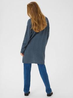 KAFFE KAemria Longline Open Neck Cardigan - view 2, Mid Blue
