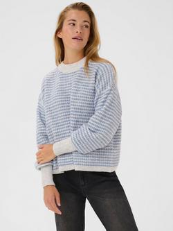 KAFFE KAellery Striped Wool Blend Pullover Jumper, Blue/Multi