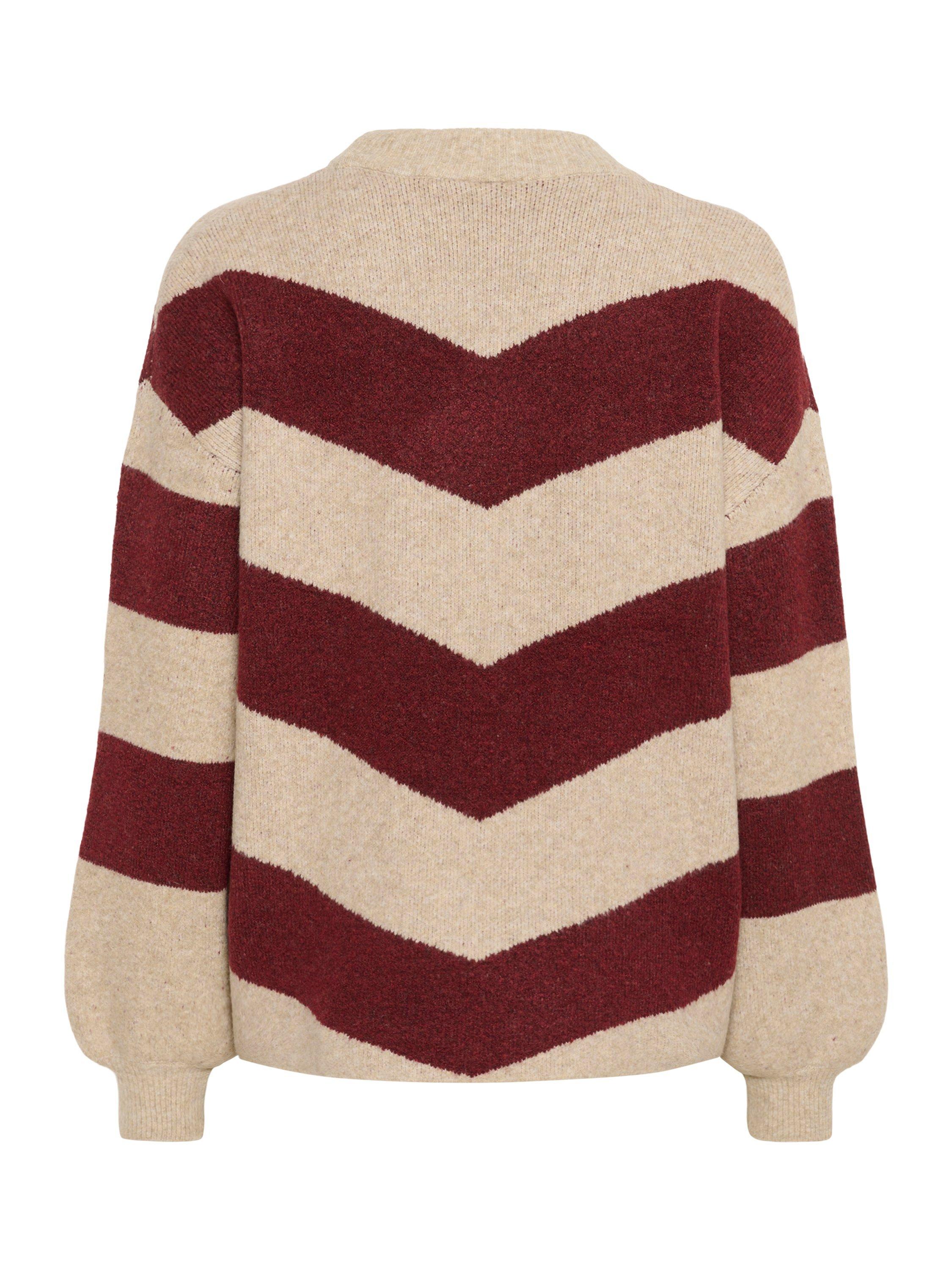 Product image 6 of 6, which shows KAFFE KAverana Striped Long Sleeve Wool Blend Pullover, Red/Multi, XS