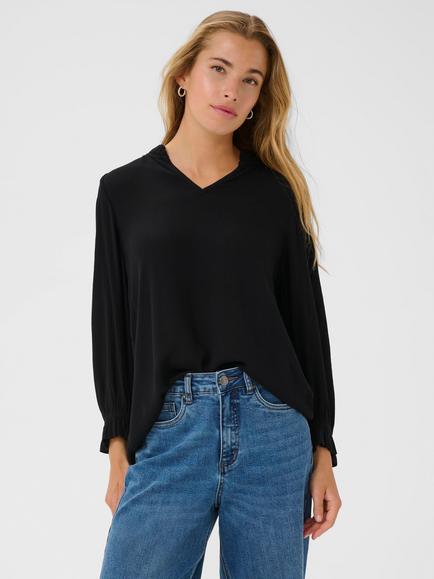 KAFFE KAliv Amber Longsleeve Blouse, Black