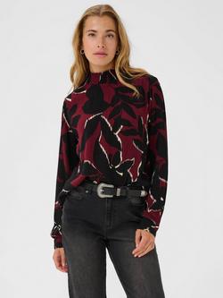 KAFFE KAamber Floral Print Smock Blouse, Red/Multi