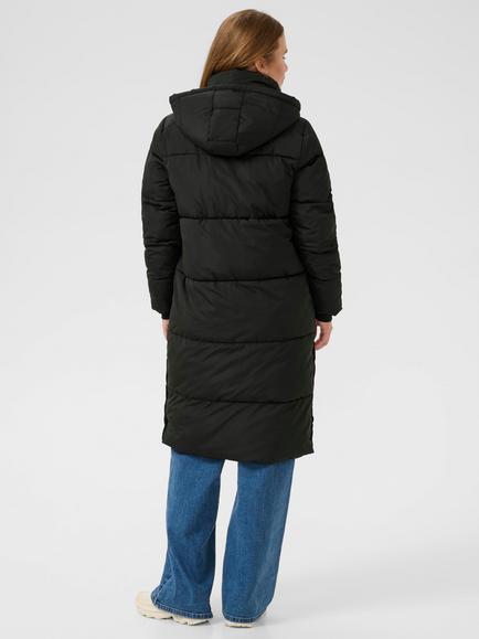 KAFFE KAanika Padded Longline Hooded Puffer Jacket - view 2, Black