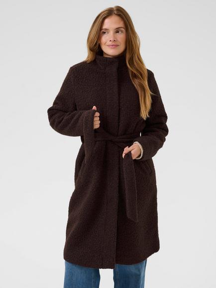 KAFFE Anne Belted Coat, Mid Brown, Mid Brown