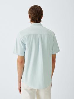John Lewis Short Sleeve Striped Cotton Oxford Shirt, Green - view 2, Green
