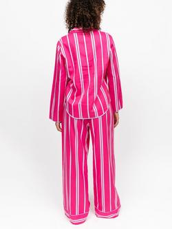Cyberjammies Chloe Stripe Button Through Long Pyjama Set, Pink - view 2, Pink