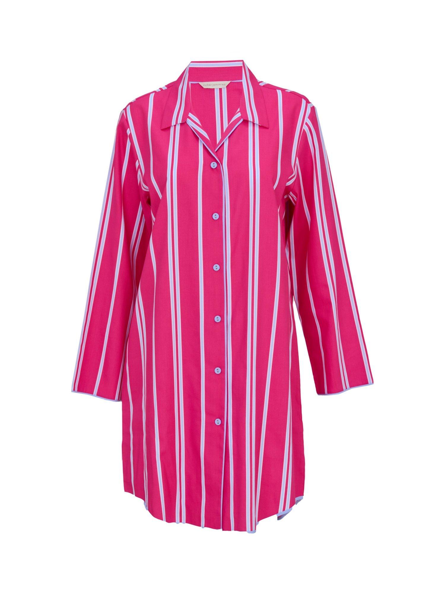 Product image 4 of 4, which shows Cyberjammies Chloe Stripe Nightshirt, Pink, 8