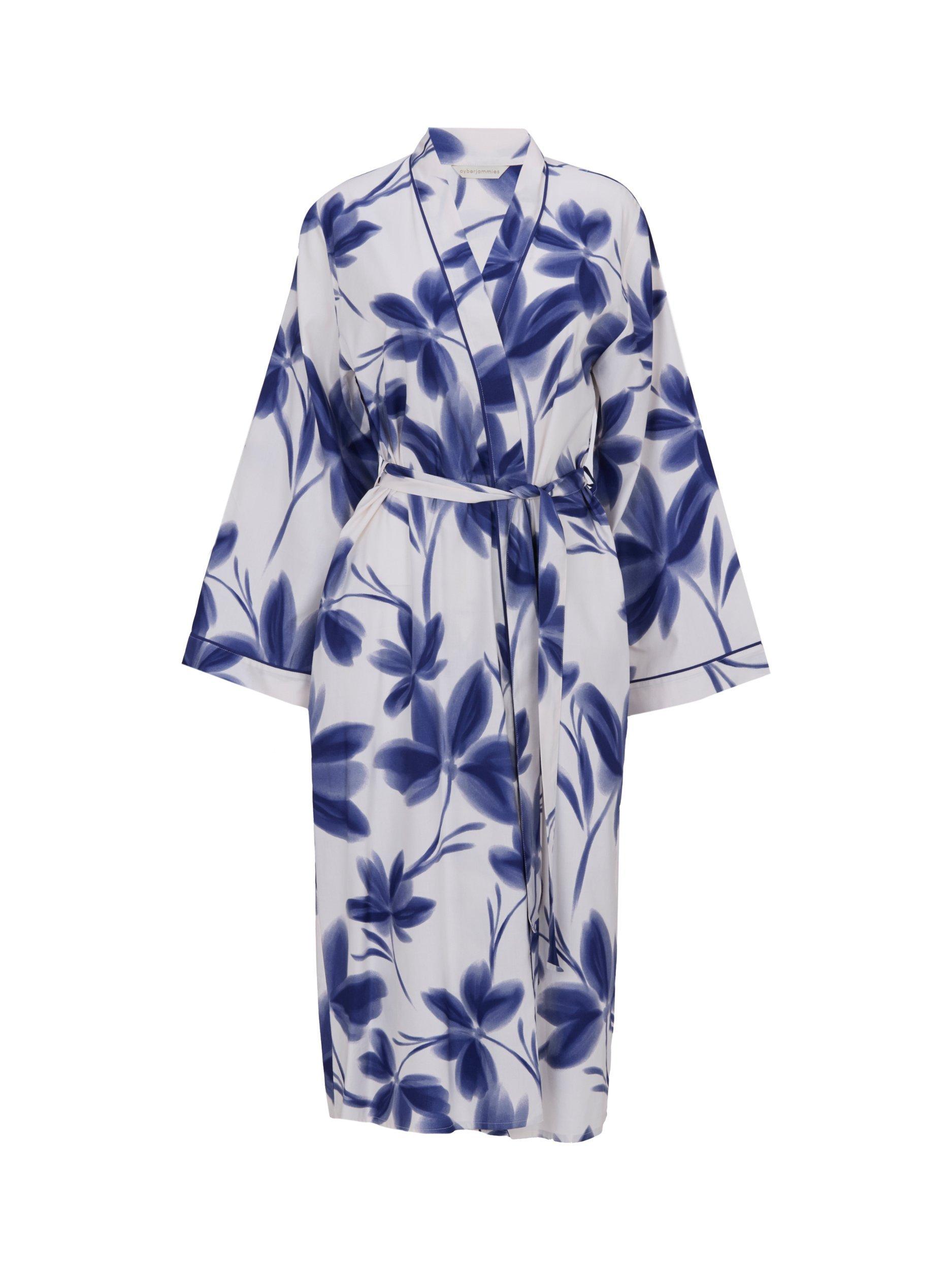 Product image 4 of 4, which shows Cyberjammies Floral Dressing Gown, Navy, 8