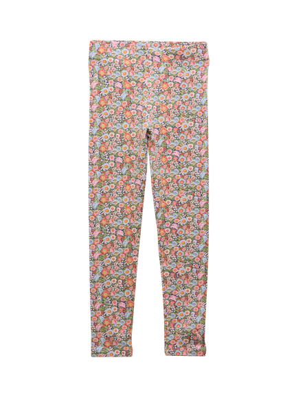 Joules Kids' Deedee Cotton Blend Floral Print Leggings, Navy