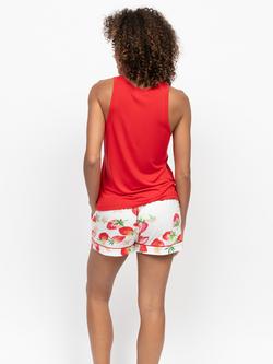 Cyberjammies Pippa Vest Strawberry Shorts Pyjama Set, Red - view 2, Red