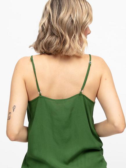 Cyberjammies Charlie V-Neck Camisole Pyjama Top, Green - view 2, Green