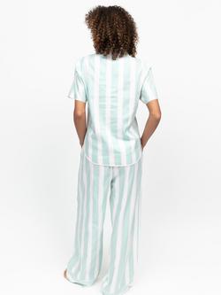 Cyberjammies Francesca Stripe Button Through Long Pyjama Set, Mint - view 2, Mint