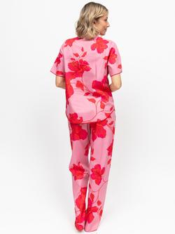 Cyberjammies Pippa Floral Button Through Long Pyjama Set, Pink - view 2, Pink