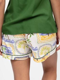 Cyberjammies Cora Postcard Print Pyjama Shorts, Green - view 2, Green