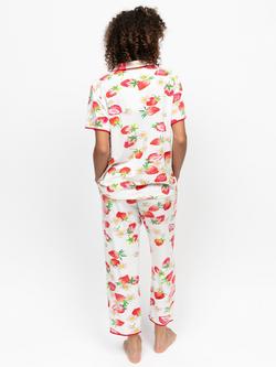 Cyberjammies Pippa Strawberry Button Through Cropped Pyjama Set, Red - view 2, Red