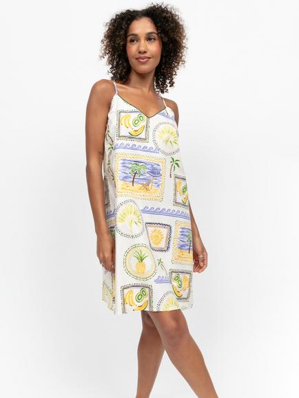 Cyberjammies Cora Postcard Print Chemise, Green, Green