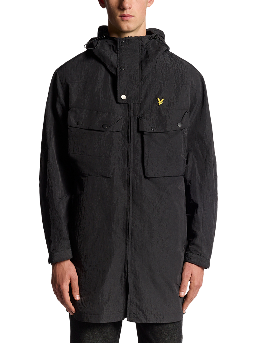 Product image 1 of 7, which shows Lyle & Scott Guard Hooded Zip Front Parka, Black Ice, XS