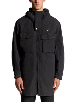 Lyle & Scott Guard Hooded Zip Front Parka, Black Ice