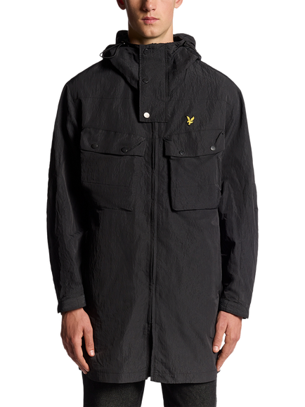 Lyle & Scott Guard Hooded Zip Front Parka, Black Ice