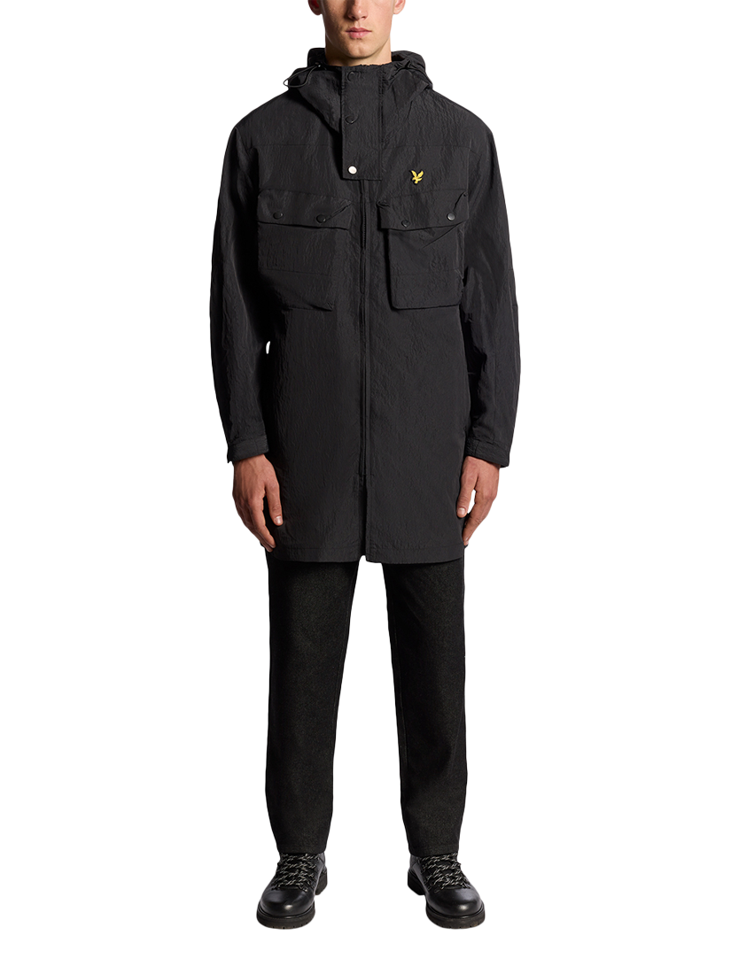 Product image 2 of 7, which shows Lyle & Scott Guard Hooded Zip Front Parka, Black Ice, XS
