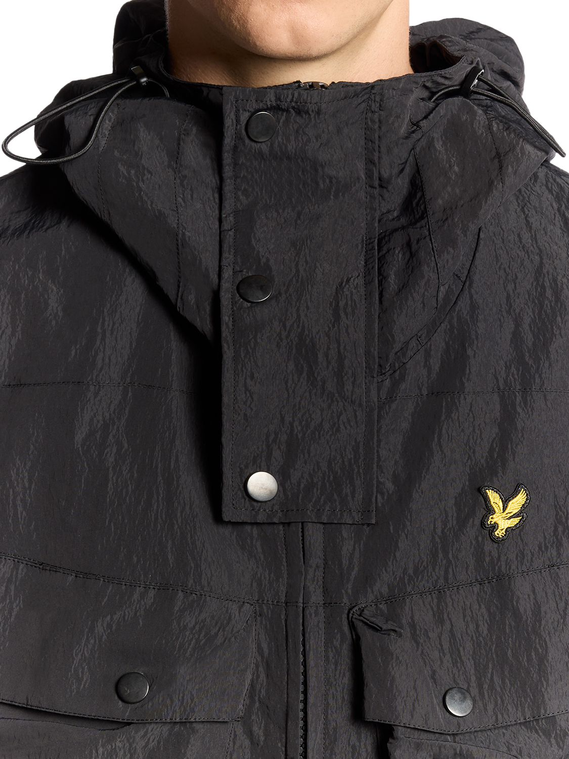Product image 3 of 7, which shows Lyle & Scott Guard Hooded Zip Front Parka, Black Ice, XS