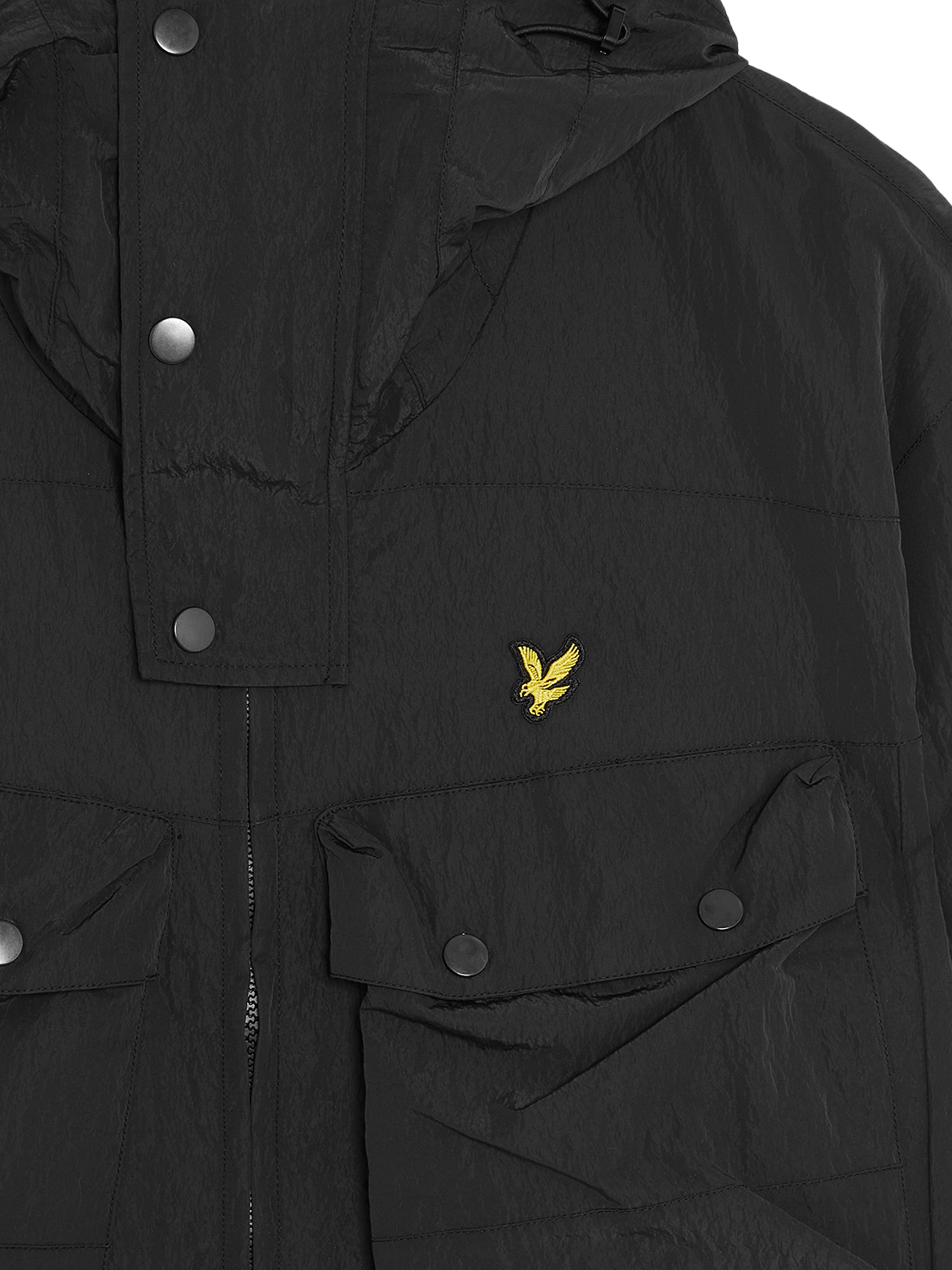 Product image 7 of 7, which shows Lyle & Scott Guard Hooded Zip Front Parka, Black Ice, XS