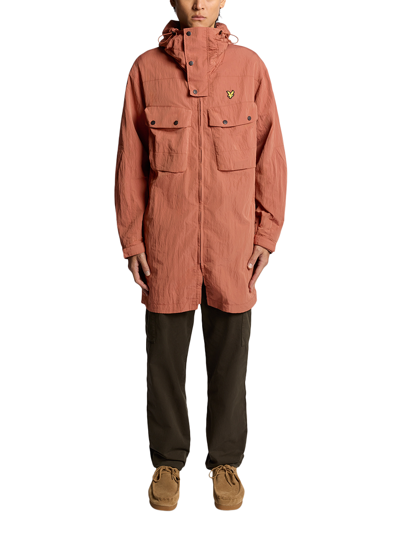 Product image 2 of 7, which shows Lyle & Scott Guard Hooded Zip Front Parka, Brick, XS