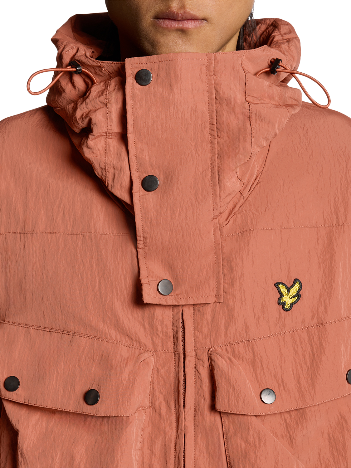 Product image 3 of 7, which shows Lyle & Scott Guard Hooded Zip Front Parka, Brick, XS