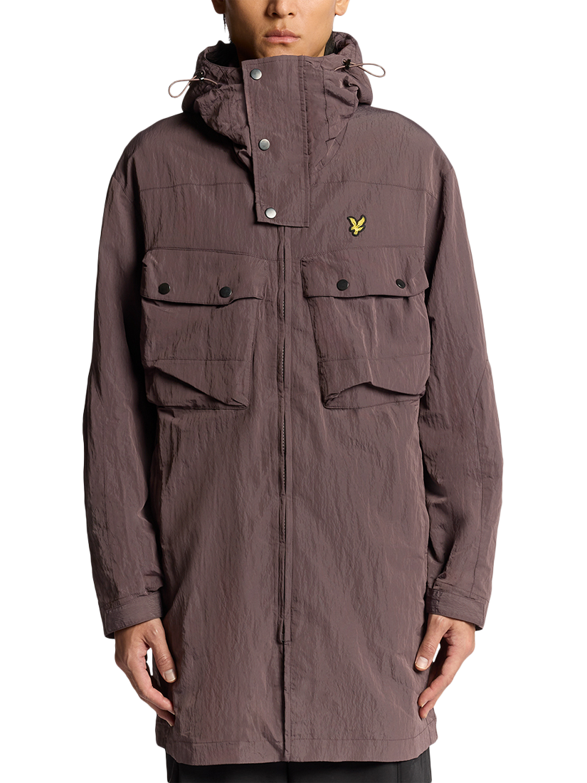 Product image 1 of 7, which shows Lyle & Scott Guard Hooded Zip Front Parka, Espresso, XS