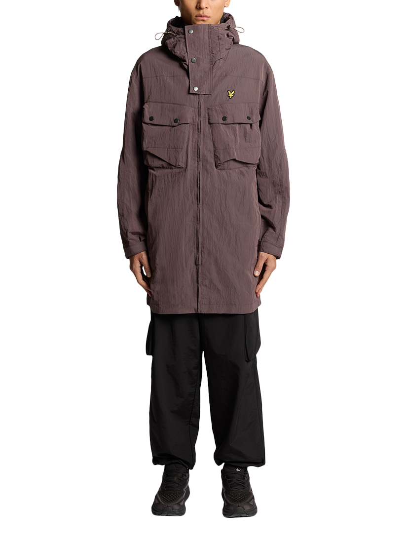 Product image 2 of 7, which shows Lyle & Scott Guard Hooded Zip Front Parka, Espresso, XS