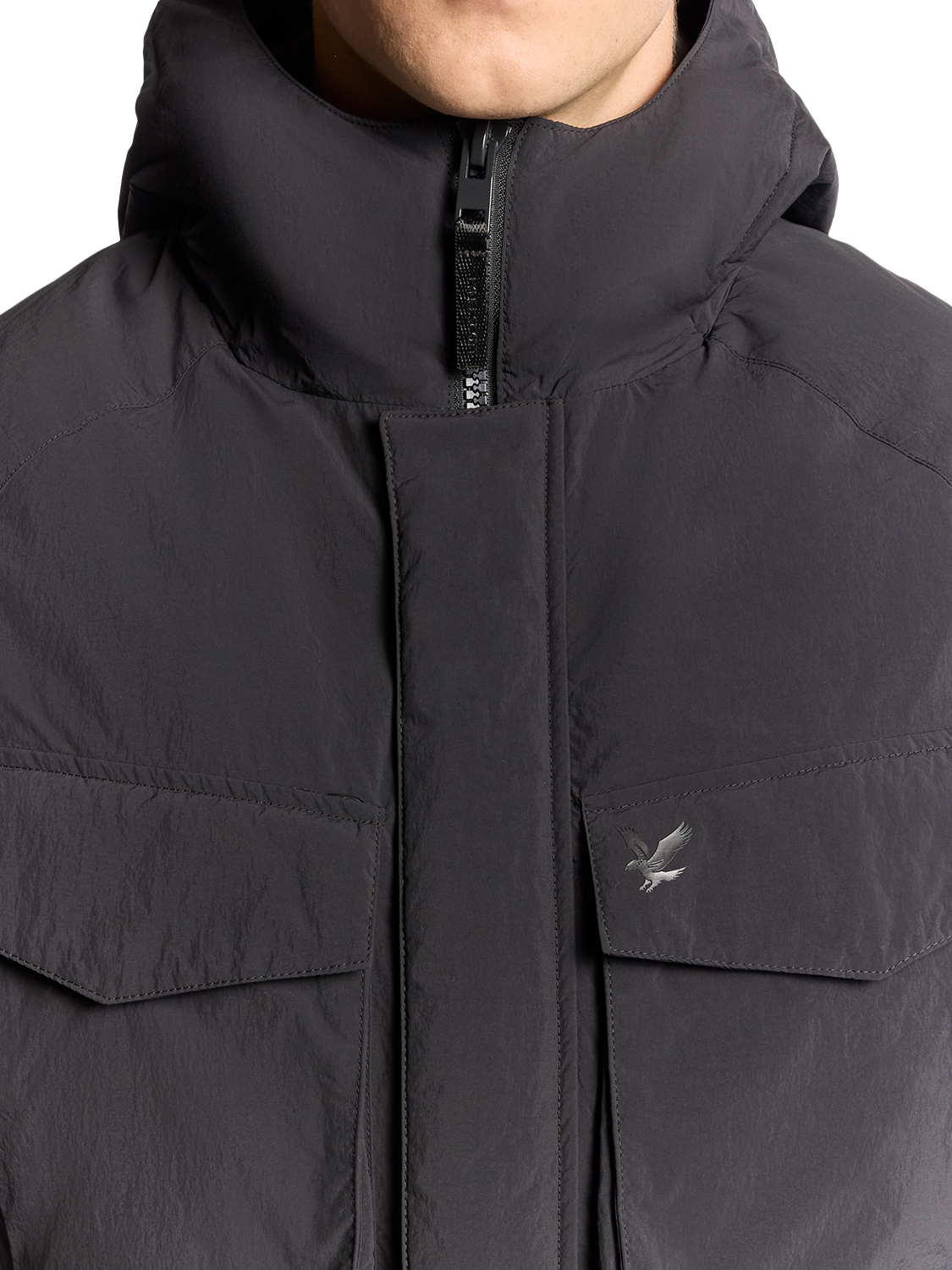 Product image 3 of 7, which shows Lyle & Scott Technical Wadded Parka, Black Ice, XS