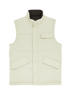 Lyle & Scott Reversible Quilted Gilet, Jet Black/Grey Taupe