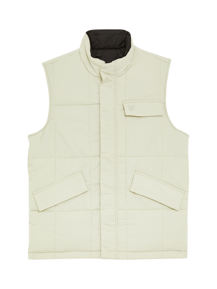 Lyle & Scott Reversible Quilted Gilet, Jet Black/Grey Taupe