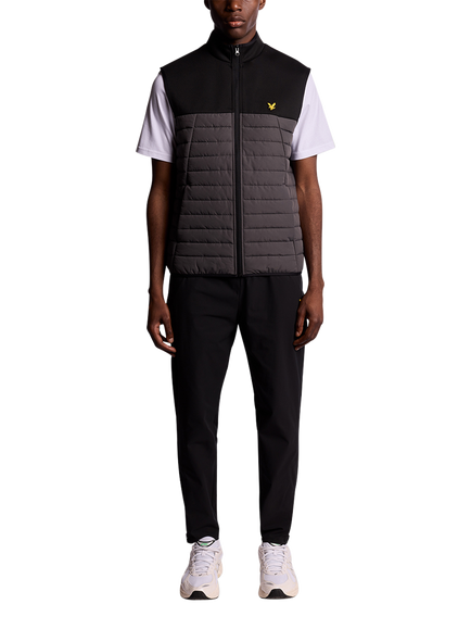 Lyle & Scott Sports Fleece Hybrid Zip Front Gilet - view 2, Jet Black/Granite