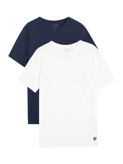 Lyle & Scott Basic Cotton Blend T-Shirt, Pack of 2, White/Navy