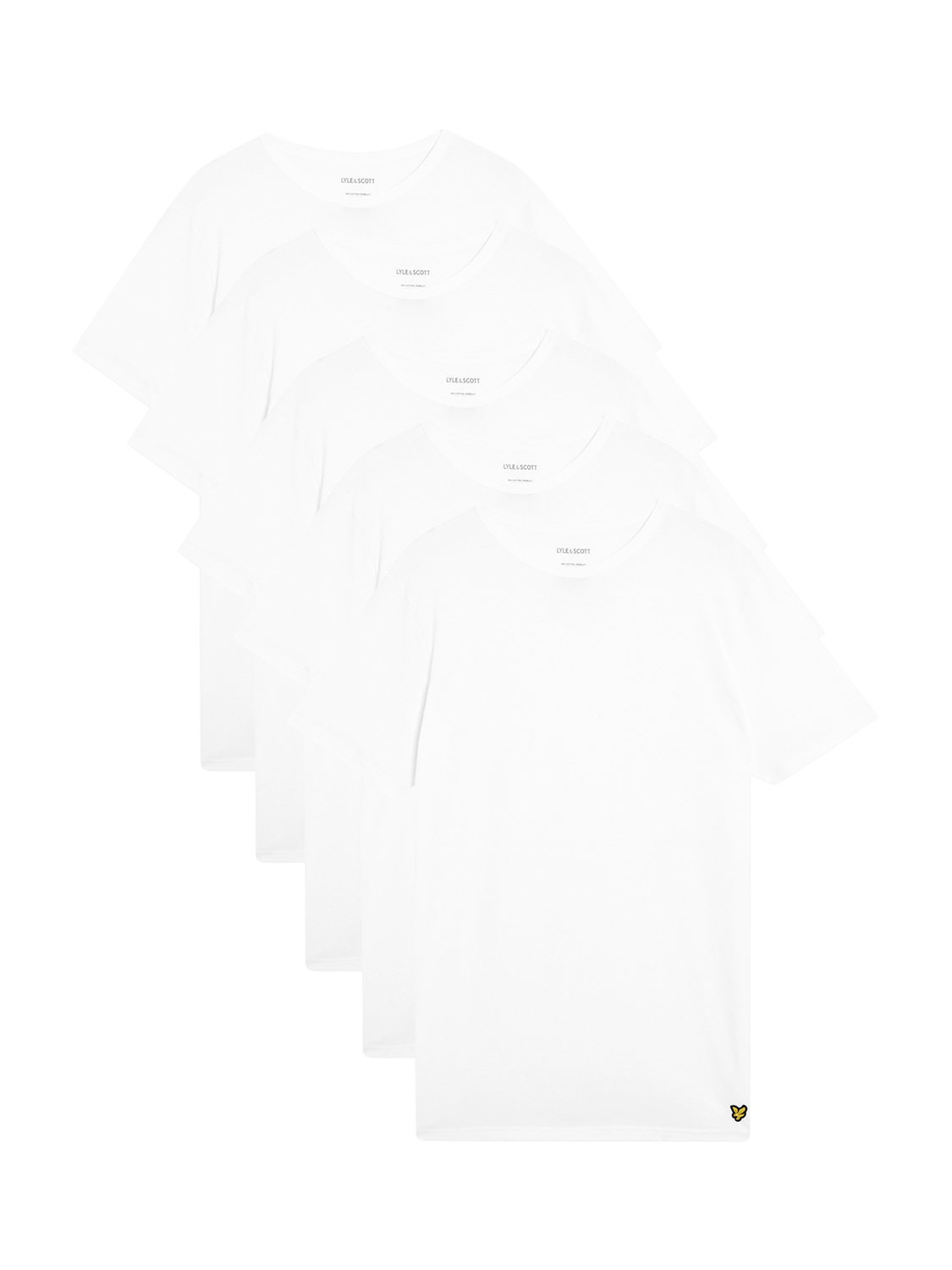 Product image 1 of 1, which shows Lyle & Scott Basic Crew Neck Cotton Blend T-Shirt, Pack of 5, White, XXL