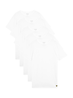 Lyle & Scott Basic Crew Neck Cotton Blend T-Shirt, Pack of 5, White