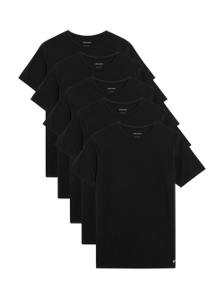 Lyle & Scott Basic Crew Neck Cotton Blend T-Shirt, Pack of 5, Black