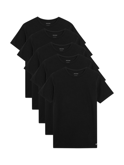 Lyle & Scott Basic Crew Neck Cotton Blend T-Shirt, Pack of 5, Black