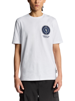 Lyle & Scott Born In The Borders Graphic Print Cotton T-Shirt, White/Multi