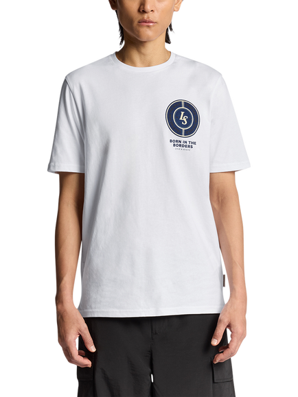 Lyle & Scott Born In The Borders Graphic Print Cotton T-Shirt, White/Multi