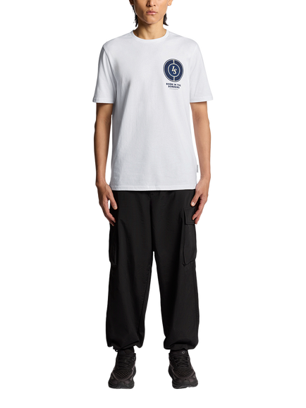 Lyle & Scott Born In The Borders Graphic Print Cotton T-Shirt - view 2, White/Multi