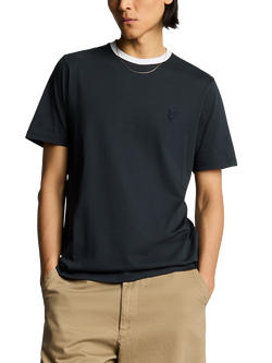 Lyle & Scott Contrast Collar T-Shirt, Dark Navy/White, Dark Navy/White