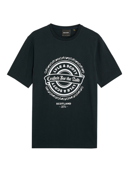 Lyle & Scott Graphic Print Cotton T-Shirt, Dark Navy