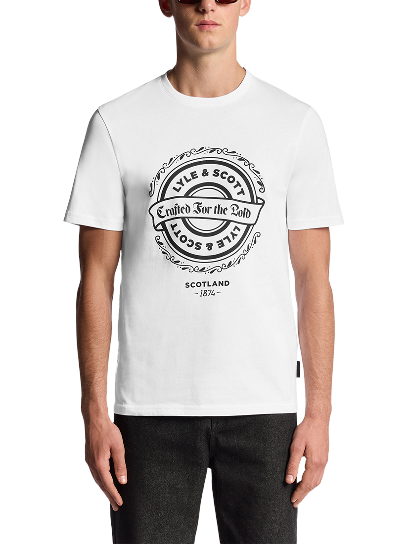 Product image 1 of 6, which shows Lyle & Scott Graphic Print Cotton T-Shirt, White, XXL