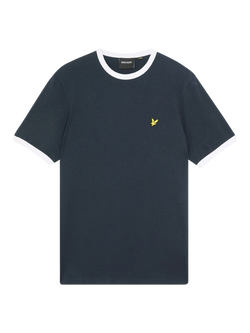 Lyle & Scott Ringer Cotton T-Shirt, Dark Navy/White