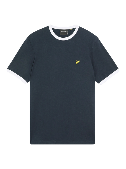 Lyle & Scott Ringer Cotton T-Shirt, Dark Navy/White