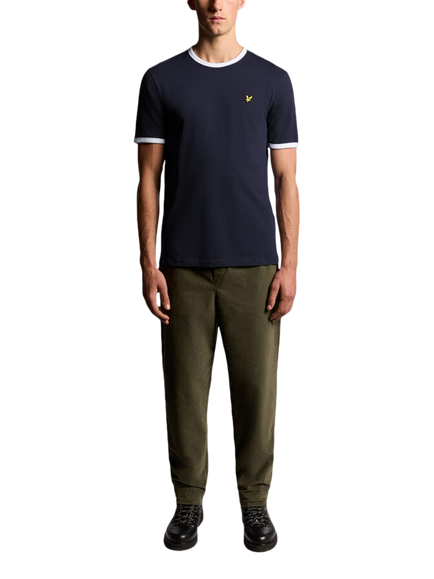 Lyle & Scott Ringer Cotton T-Shirt - view 2, Dark Navy/White