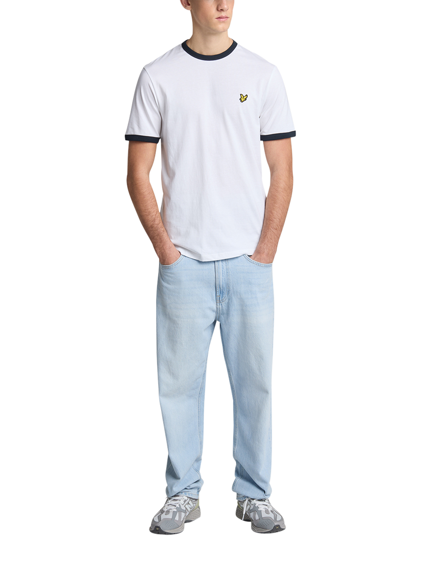 Product image 2 of 5, which shows Lyle & Scott Ringer Cotton T-Shirt, White/Dark Navy, XS