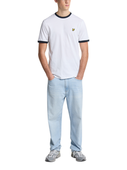 Lyle & Scott Ringer Cotton T-Shirt - view 2, White/Dark Navy